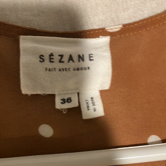 Sezane Brown and white polka dot silk top - Picture 2 of 4